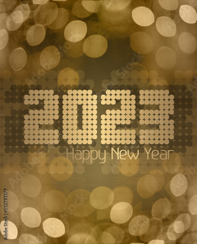 Happy new year 2023 in gold...