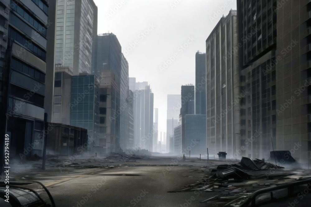 Post Apocalyptic City in Fog
