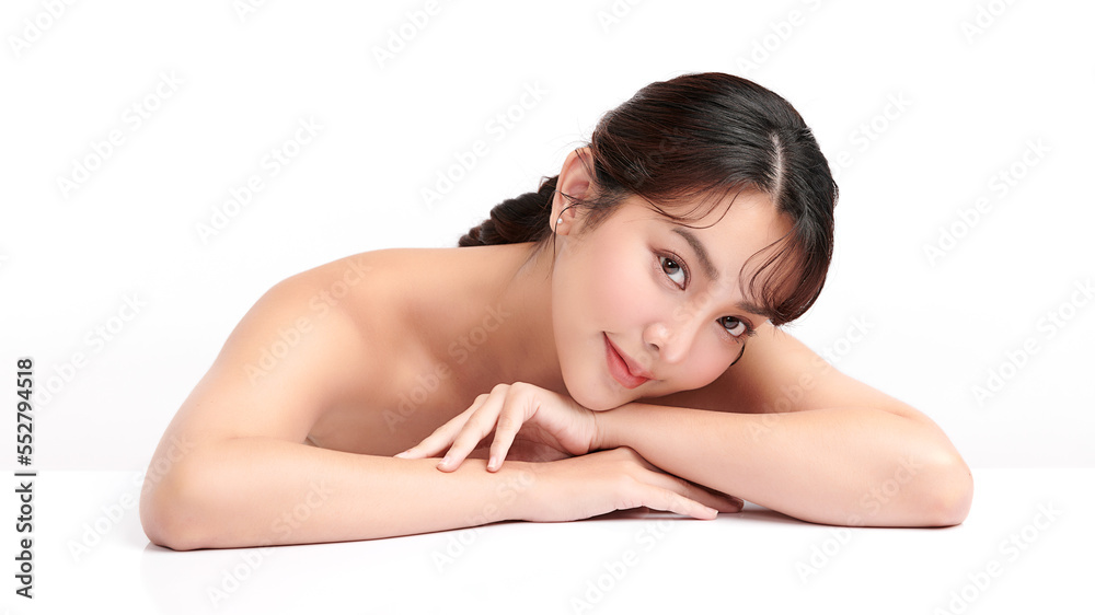 Beautiful young asian woman with clean fresh skin on white background, Face care, Facial treatment, Cosmetology, beauty and spa, Asian women portrait. Beautiful young asian woman with clean fresh skin on white background, Face care, Facial treatment, Cosmetology, beauty and spa, Asian women portrait.