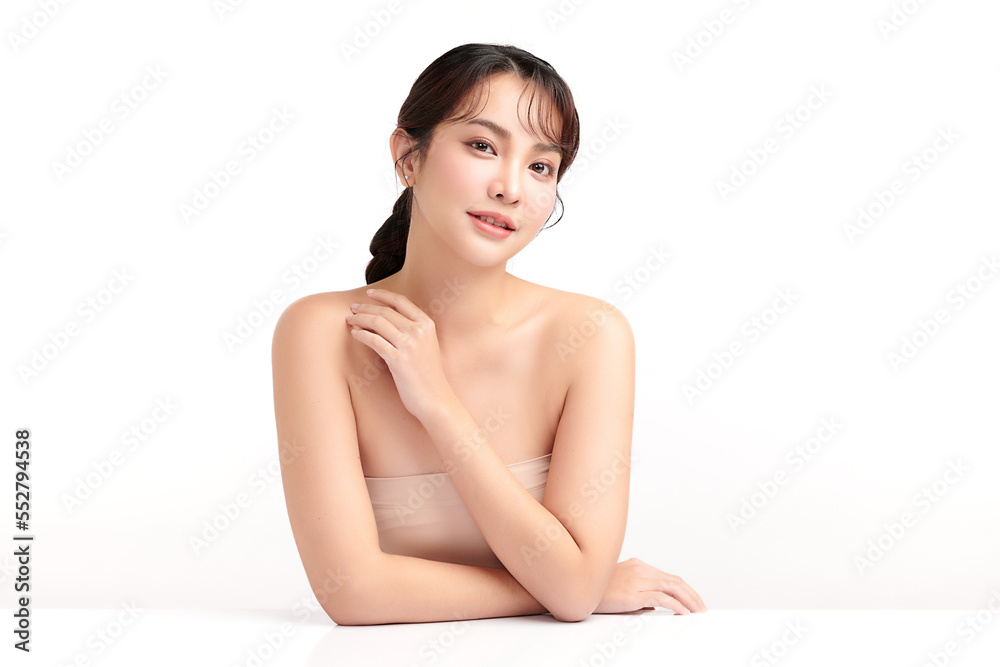Beautiful young asian woman with clean fresh skin on white background, Face care, Facial treatment, Cosmetology, beauty and spa, Asian women portrait. Beautiful young asian woman with clean fresh skin on white background, Face care, Facial treatment, Cosmetology, beauty and spa, Asian women portrait.