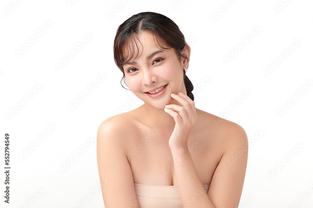 Beautiful young asian woman with clean fresh skin on white background, Face care, Facial treatment, Cosmetology, beauty and spa, Asian women portrait. Beautiful young asian woman with clean fresh skin on white background, Face care, Facial treatment, Cosmetology, beauty and spa, Asian women portrait.