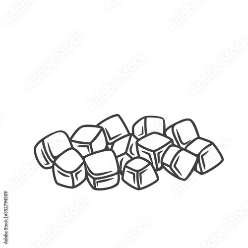 Cubes of bell pepper line icon vector illustration. Hand drawn outline heap of chopped sweet paprika, ripe capsicum cut into pieces of square shape, raw pepper and food ingredient for cooking