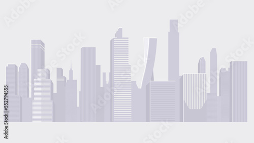 City Skyline with Skyscrapers and modern Buildings Vector Illustration
