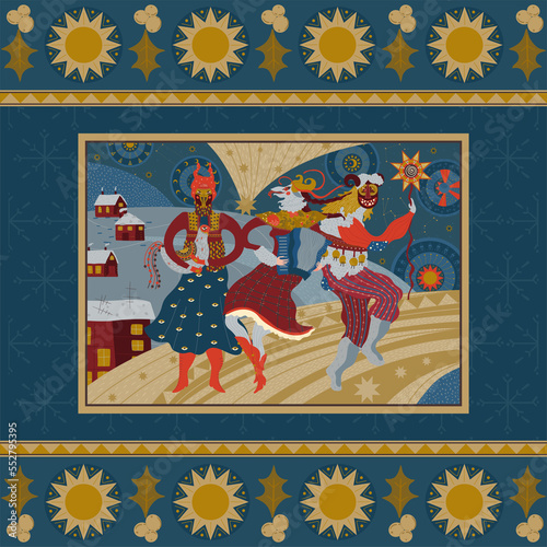 Christmas vintage greeting cards Ukrainian pagan traditions