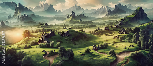 Fantasy landscape, surrealism. Tender and dreamy design, background illustration.