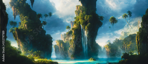 A beautiful waterfall landscape in an exotic location.