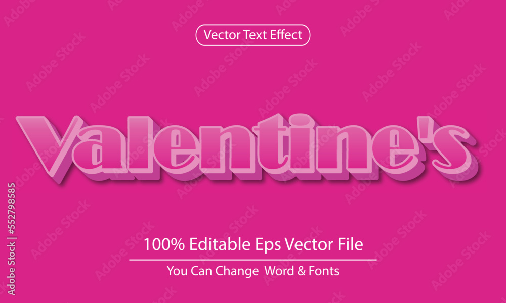 valentine's day editable 3d text effect vector design
