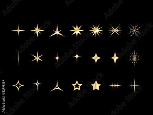 Gold Stardust Twinkling set  golden Twinkling   golden star on background. Golden luxury line