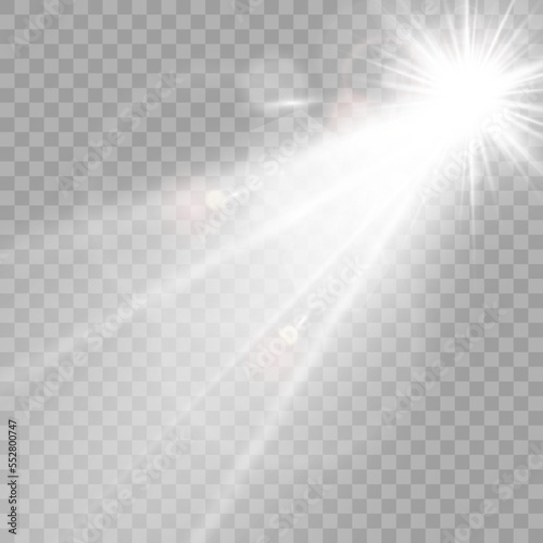 Vector transparent sunlight special lens flare light effect. Bright beautiful star. Light from the rays. 