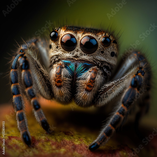 close-up macro shot of a common jumping spider