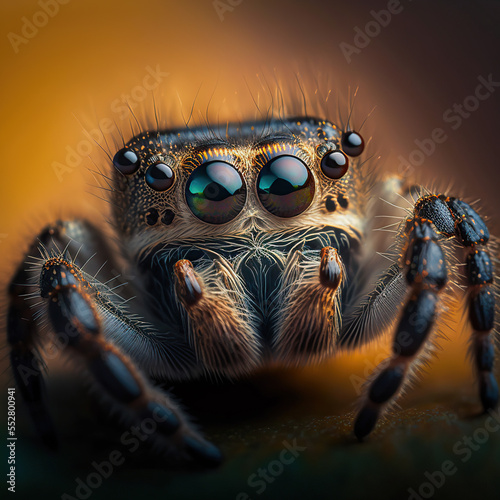 close-up macro shot of a common jumping spider © Raanan