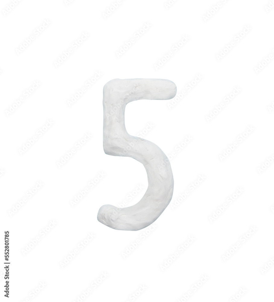 Plasticine handmade color white arabic number Five. it is a universal language used all over world. For kids, children math operation to enhance brain skills education for children. Plasticine handmade color white arabic number Five. it is a universal language used all over world. For kids, children math operation to enhance brain skills education for children.