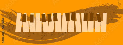 Canvas Print piano keys vector brush banner