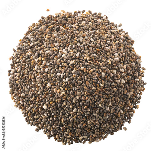 Pile of chia seeds (Salvia hispanica), isolated, top view png photo