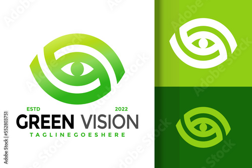 Letter S Eye with Leaf Logo Design Vector Illustration Template