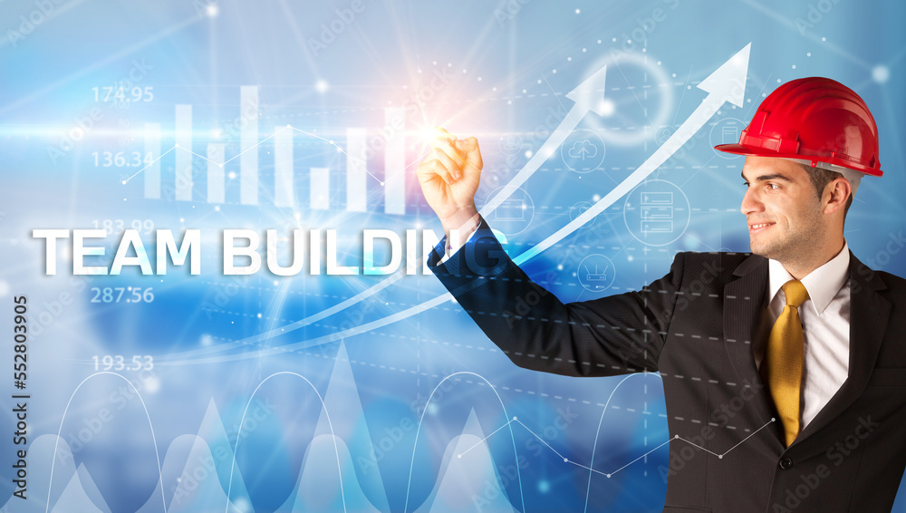 Young Businessman with helmet concept Young Businessman with helmet concept