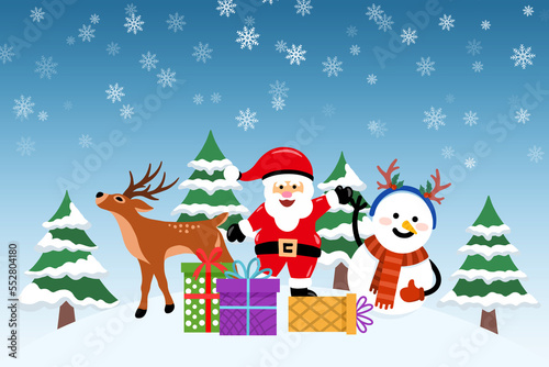 Christmas Background with Santa Claus and Merry Christmas © PurMoon