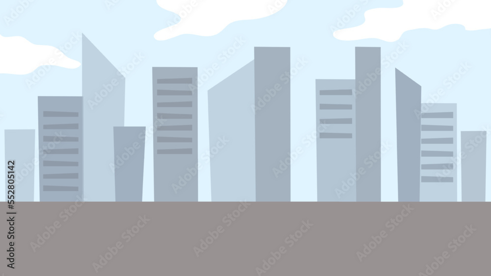 Urban Landscape With Large Modern Buildings And Suburb With Skyscrapers. Cityscape With Residential Houses and Shops. Countryside Landscape In Residential Area. Cartoon Flat Style Vector Illustration