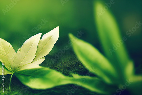 Green leaf background close up view. Nature foliage abstract. Beautifule leave texture. Generative AI.  photo