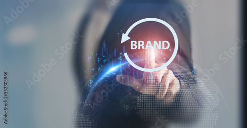 Rebranding strategy concept. Marketing and brand management. Rethinks marketing strategy with a new name, logo, or design, the intention of developing a new. Refreshing the look and feel of brand.