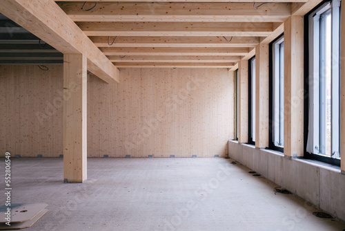 Obraz na plátně construction site of a Timber-concrete composite office building