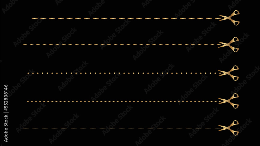 Fototapeta premium Cut line with scissors, Scissors cutting Line