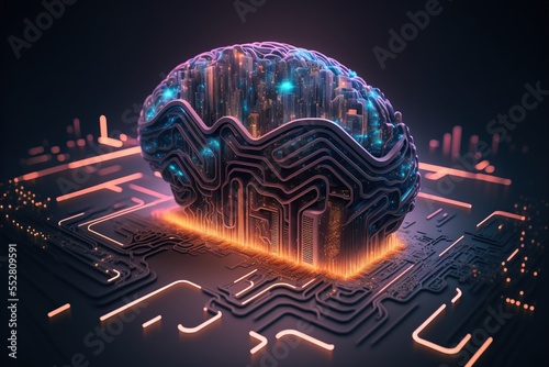 Digital illustration about brain and smart city.