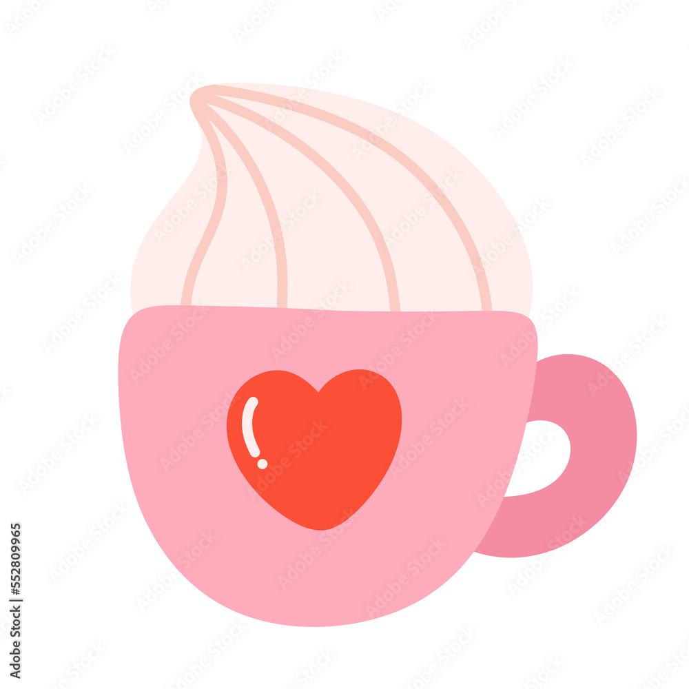 Valentines day hot drink coffee cup with cream Icon. Valentines day hot drink coffee cup with cream Icon.