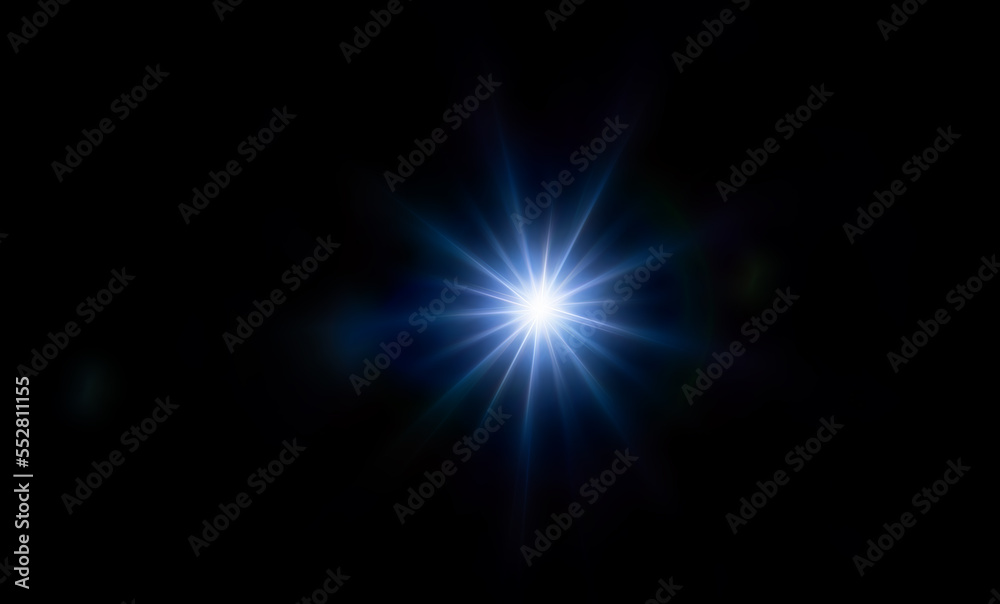 Light star illuminated on a black background.