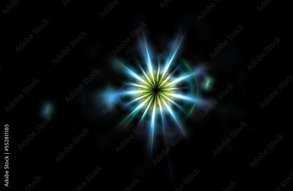 Light star illuminated on a black background. Light star illuminated on a black background.