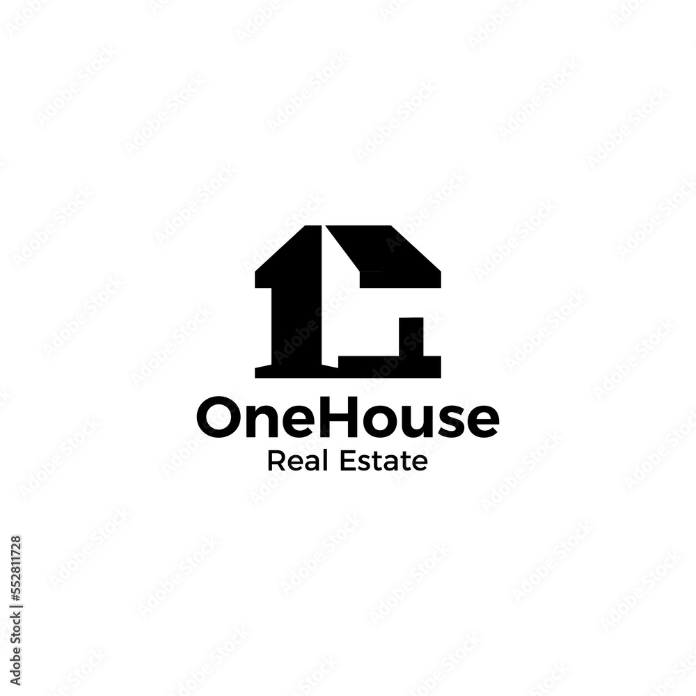Number one house logo Initial. Number one store simple modern logo design. Flat and minimalist brand identity