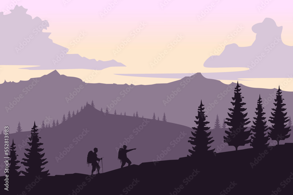 Landscape With Mountain and person Landscape With Mountain and person