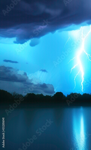 Sky atmosphere with lightning in the background  by generative AI technology © SJarkCube