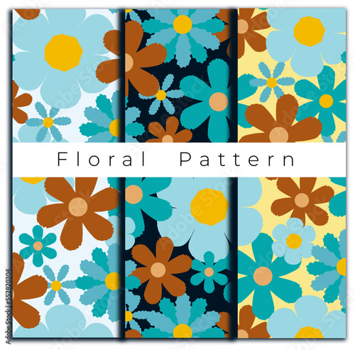 bright floral pattern on different backgrounds