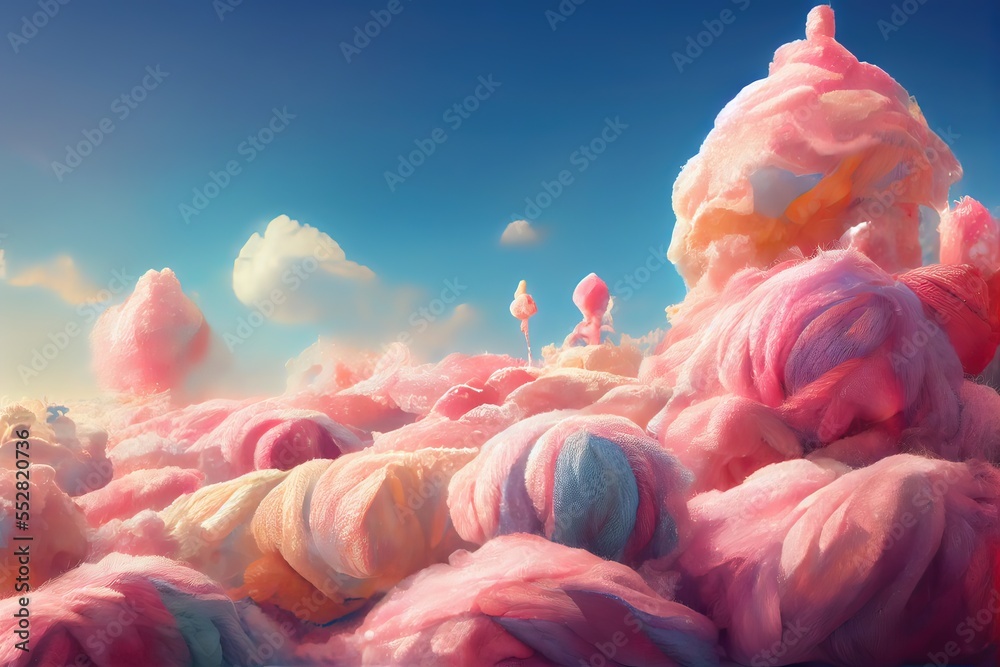 Cotton candy land.Generative AI Stock Illustration Adobe Stock