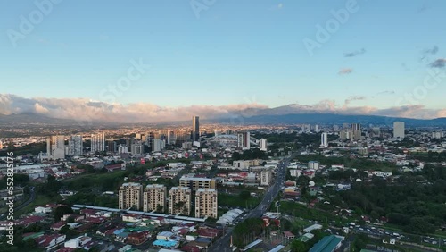 Aerial view of La Sabana Park and Costa Rica National Stadium with San Jose, Costa Rica in the background photo