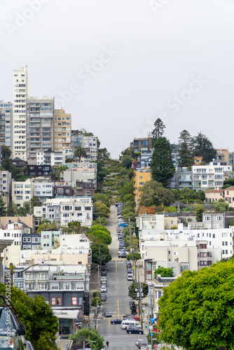 Lombard Street in San Francisco from a distance, USA photo