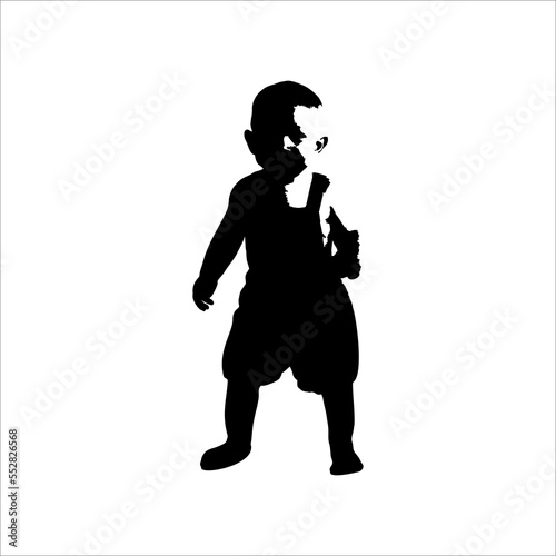 A kid child in happy mode faceless silhouette icon isolated on white background 