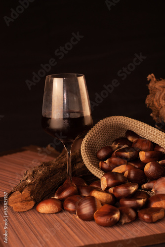 Castagne e vino rosso