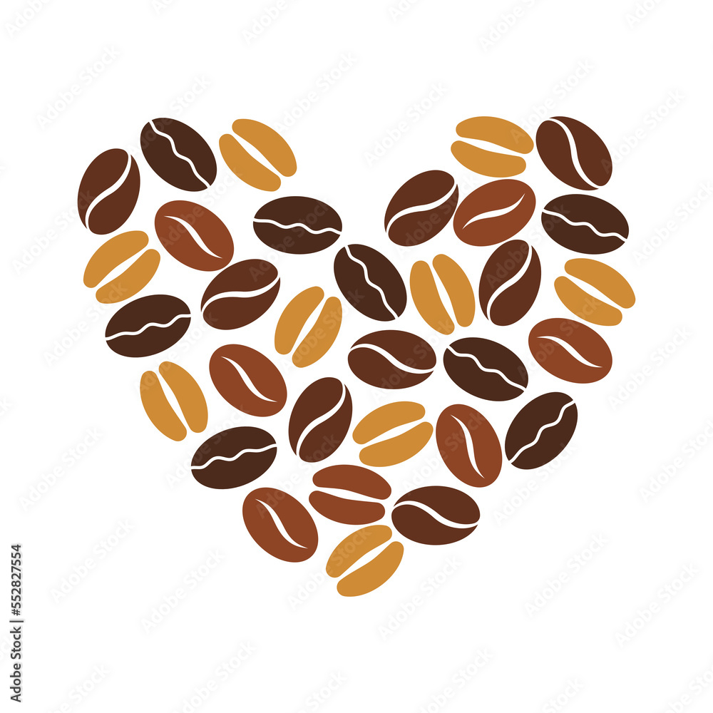 Obraz premium heart Coffee bean icon isolate on transparent background.