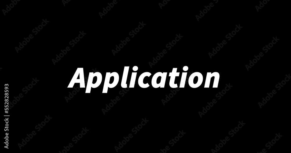 APPLICATION text animation on black background. Modern text animation, written APPLICATION APPLICATION text animation on black background. Modern text animation, written APPLICATION