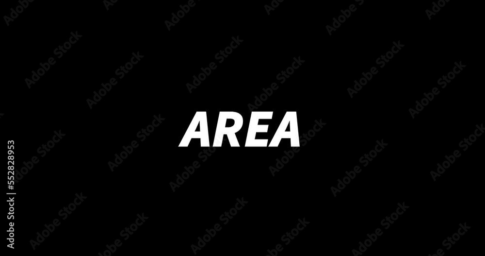 AREA text animation on black background. Modern text animation, written AREA AREA text animation on black background. Modern text animation, written AREA