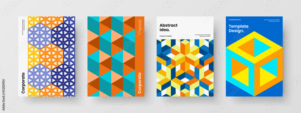Original mosaic shapes poster layout bundle. Fresh placard A4 design vector template collection. Original mosaic shapes poster layout bundle. Fresh placard A4 design vector template collection.