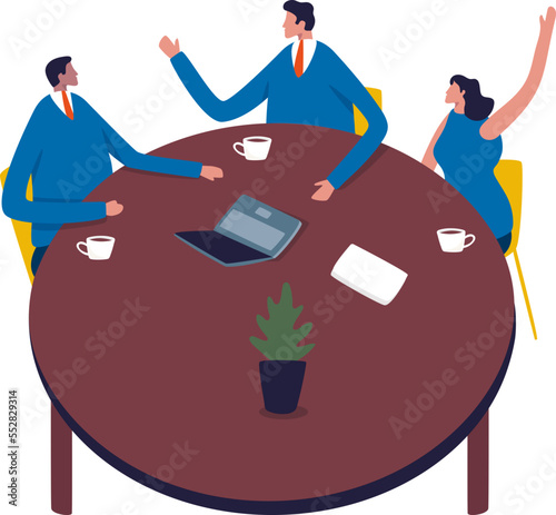 Brainstorming teamwork process. People around the table. Business group collaboration.