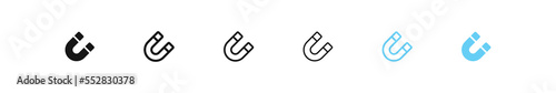 Magnet icon. Electromagnetic sign. Horseshoe symbol. Physics force icons. Vector sign.