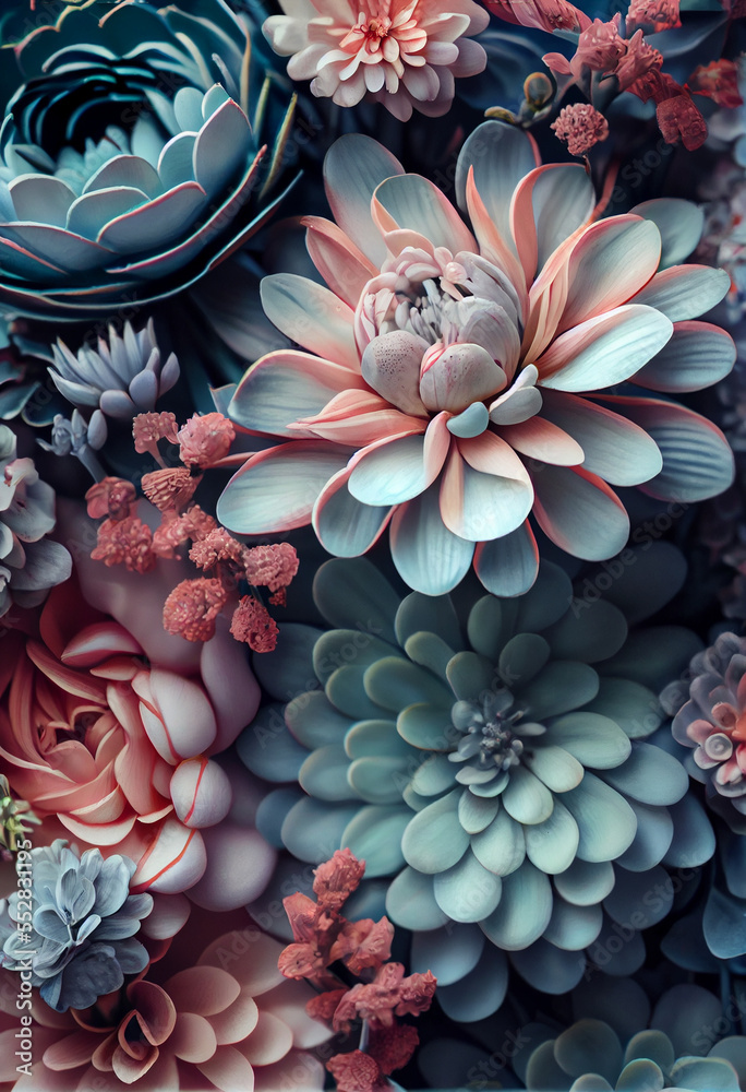 Background of Various Colorful Flowers. generative ai