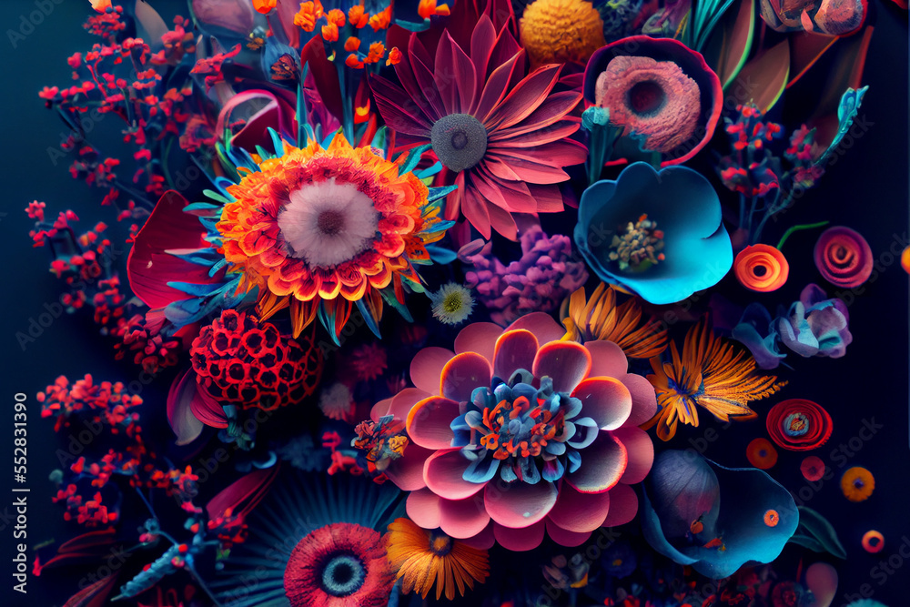 Background of Various Colorful Flowers. generative ai Background of Various Colorful Flowers. generative ai