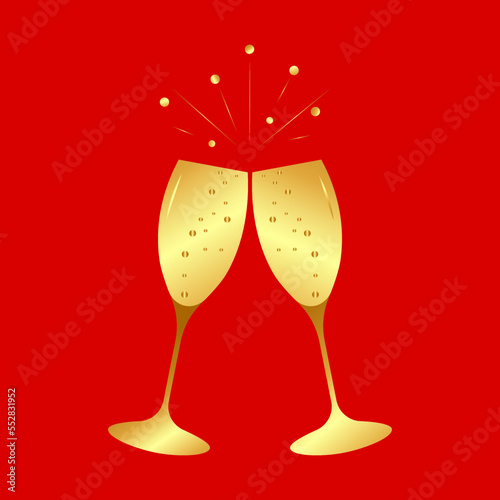 Two golden glasses of champagne.