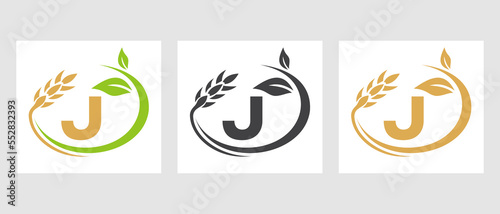 Letter J Agriculture Logo. Agribusiness, Eco-farm Design Template