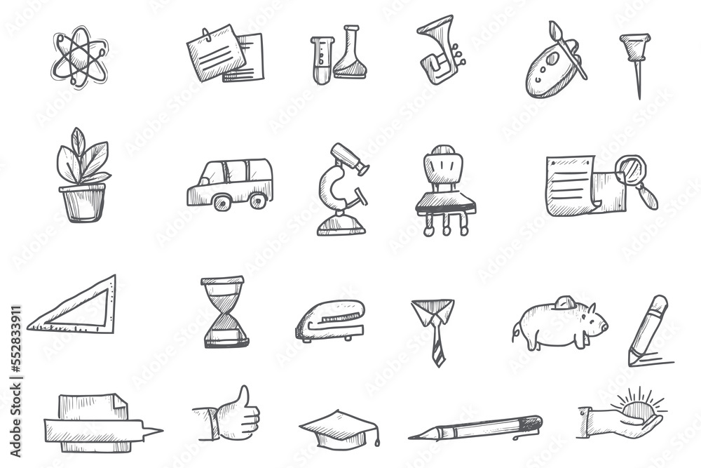Hand draw doodle sketch icon set design Hand draw doodle sketch icon set design